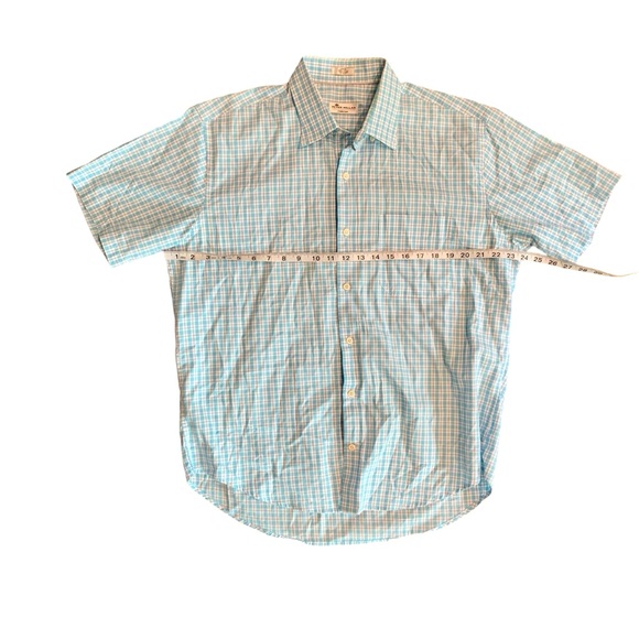 Peter Millar men’s Crown Ease blue plaid button up shirt sleeve shirt, large - Picture 2 of 7